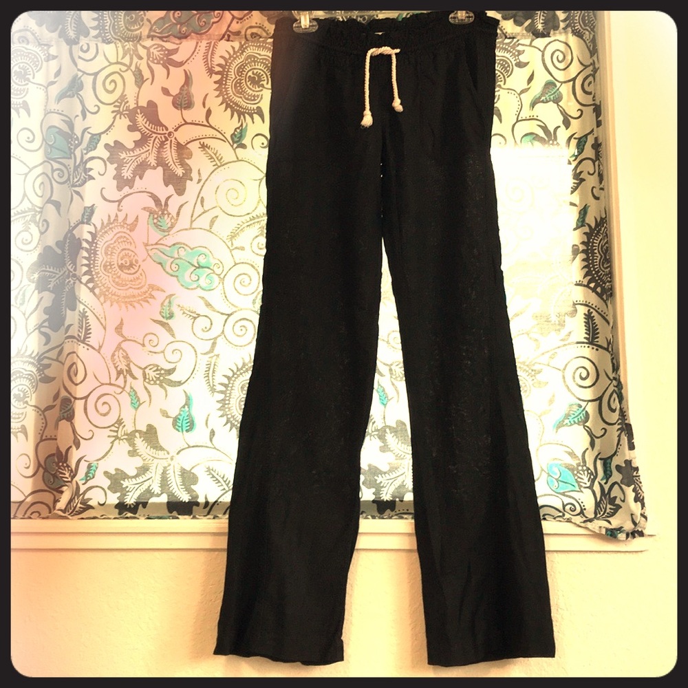Roxy black linen pants size xs
